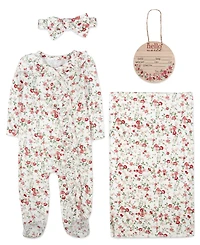 Baby Essentials Girls 4-Piece Floral Layette Set
