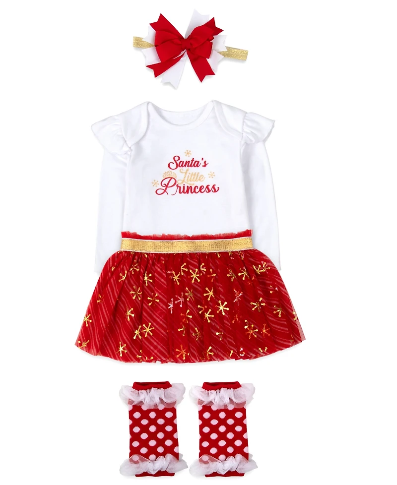 Baby Essentials Girls 4-Piece Santa's Little Princess Set