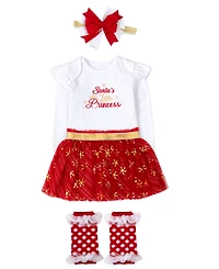 Baby Essentials Girls 4-Piece Santa's Little Princess Set