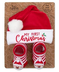 Baby Essentials Baby 2-Piece My First Christmas Santa Hat Rattle Sock Set