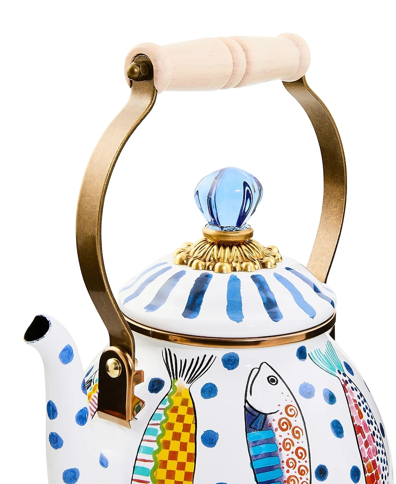 MacKenzie-Childs Go Fish Enameled Steel 2-Quart Tea Kettle
