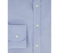 Men's Regular Fit Non-Iron Spread Collar Solid Pinpoint Dress Shirt