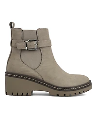Mia Women's Elis Wedge Heel Buckled Ankle Booties
