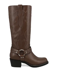 Mia Women's Diego Tall Harness Strap Block Heel Western Boots