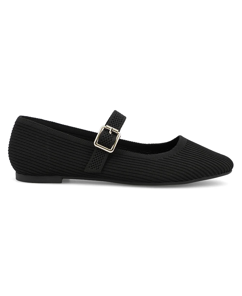 Mia Women's Mary Jane Strap Knit Flats