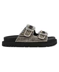 Mia Women's Thora Double Buckle Stone Detailed Slide Sandals