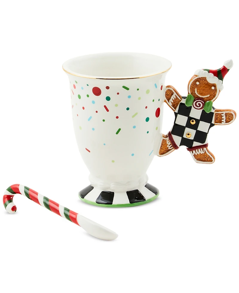 MacKenzie-Childs Bake Shop Gingerbread Handle Mug with Spoon