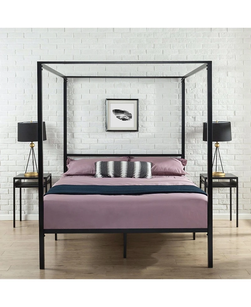 Slickblue Contemporary Metal Canopy Bed Frame, Durable and Stylish Bedroom Furniture