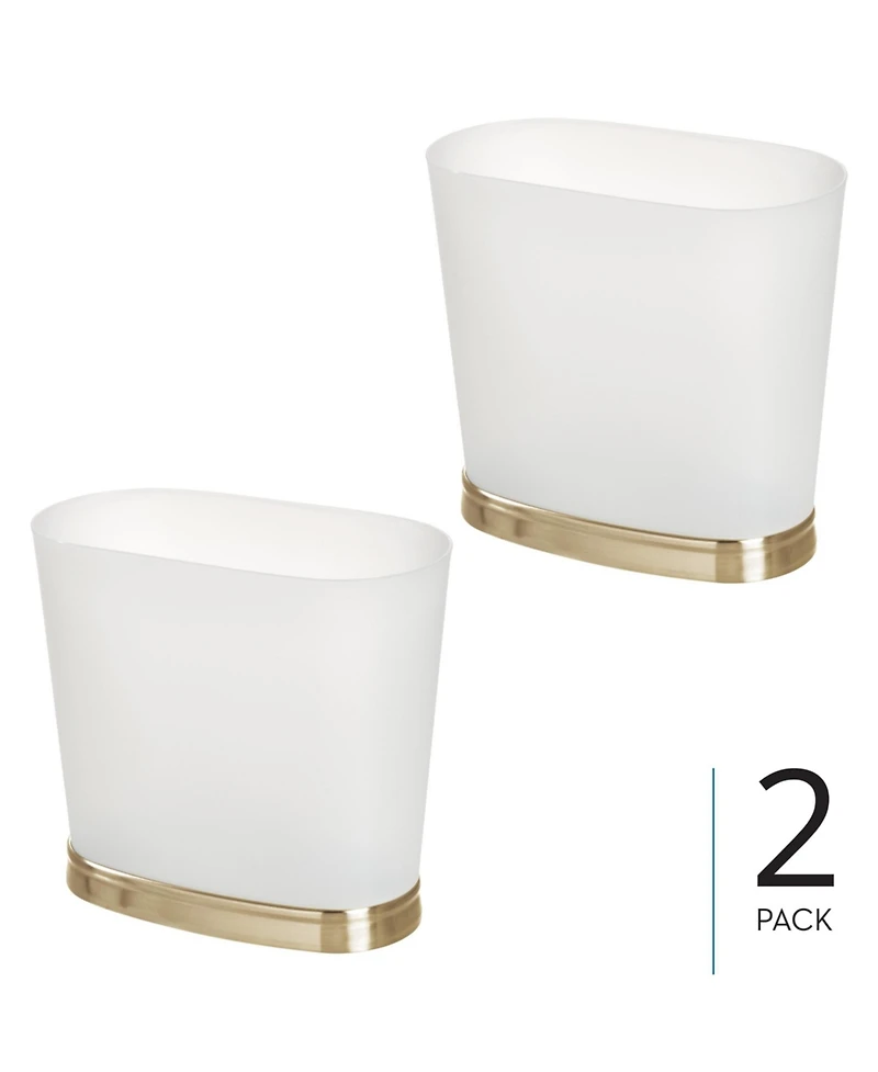 iDesign Small Oval Bathroom Trash Can, Set of 2, Frost/Soft Brass, Made in Usa