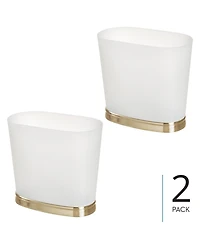 iDesign Small Oval Bathroom Trash Can, Set of 2, Frost/Soft Brass, Made in Usa