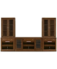 Furniture Amren 65" Wood 2 Door Console and Hutches with Open Base Drawers