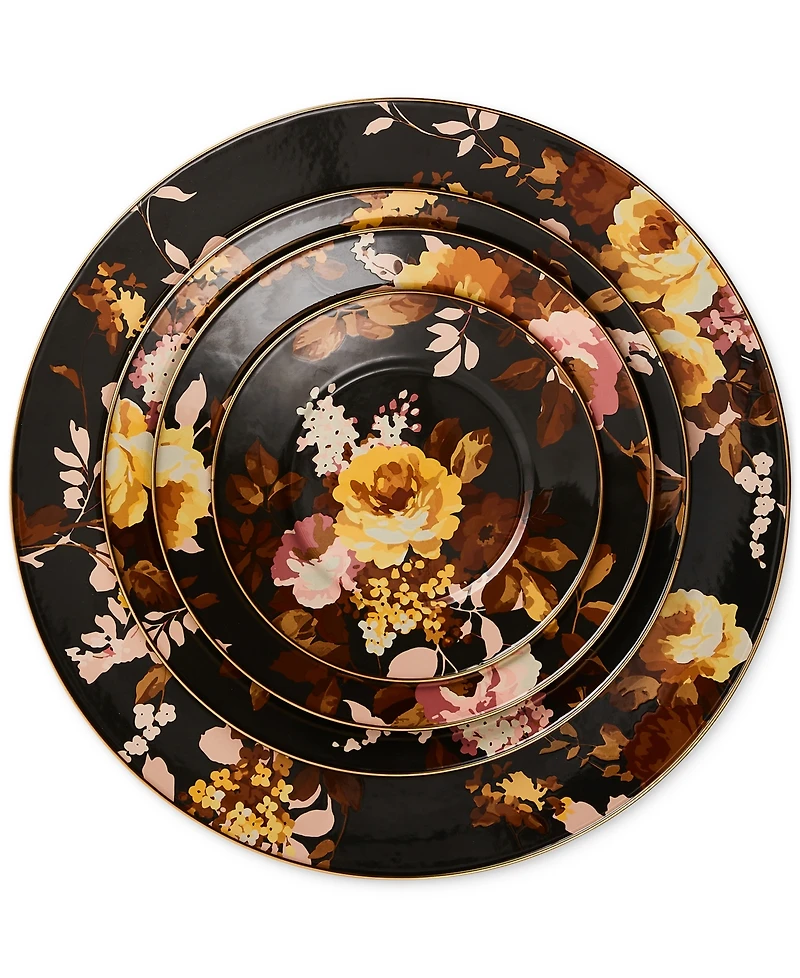 MacKenzie-Childs Wild Rose Brown Dinner Plate
