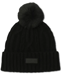 Hunter Faux-Fur-Pom Cable-Knit Beanie