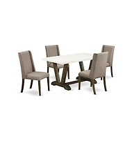 East West Furniture 5-Piece Modern Dinette Set Included 4 Kitchen Dining chairs Upholstered Seat and Stylish Chair Back and Rectangular Dining room Ta