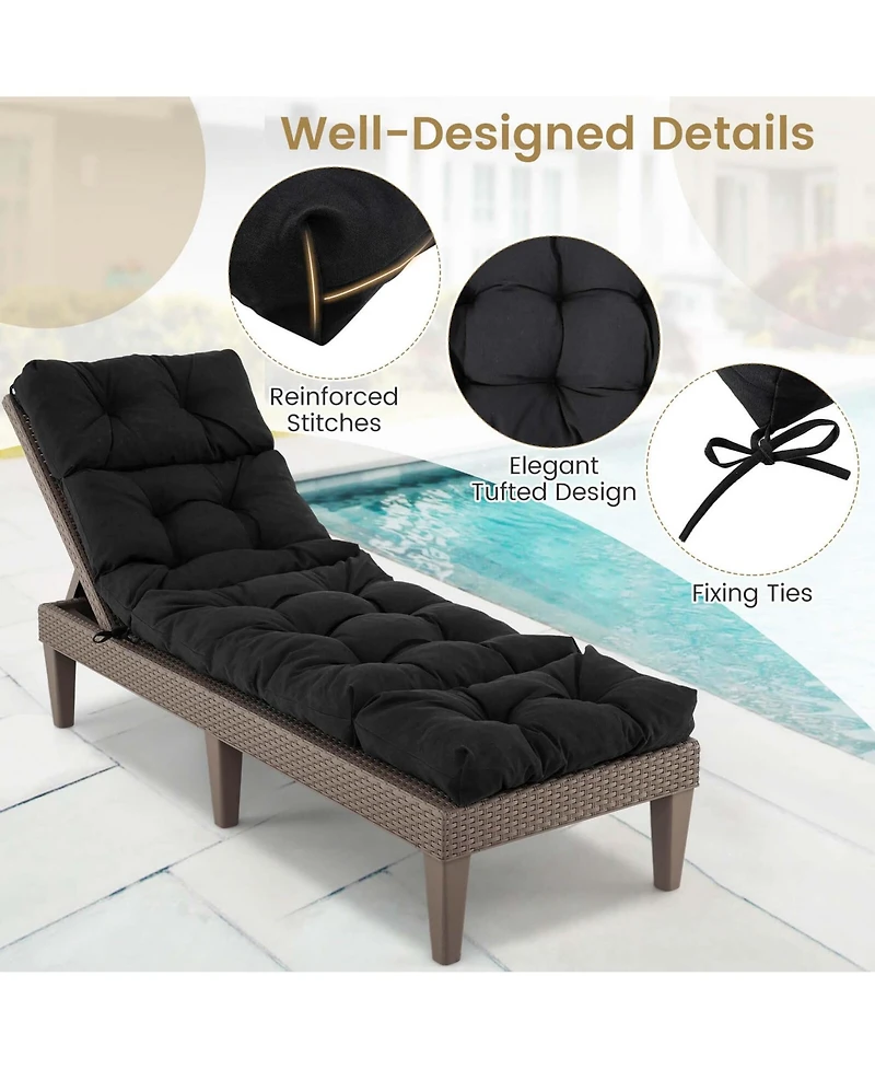 Gymax 73'' Lounge Chaise Cushion Padded Recliner