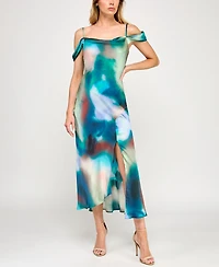 Bcx Junior's Sleeveless Cold Shoulder Midi Slit Dress