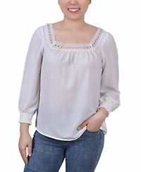 Ny Collection Petite 3/4 Sleeve Square Neck Top