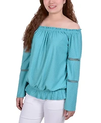 Ny Collection Petite Off The Shoulder Long Sleeve Top
