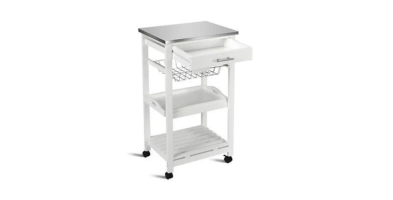Slickblue Kitchen Cart with Storage Drawer and Stainless Steel Top for Easy Organization