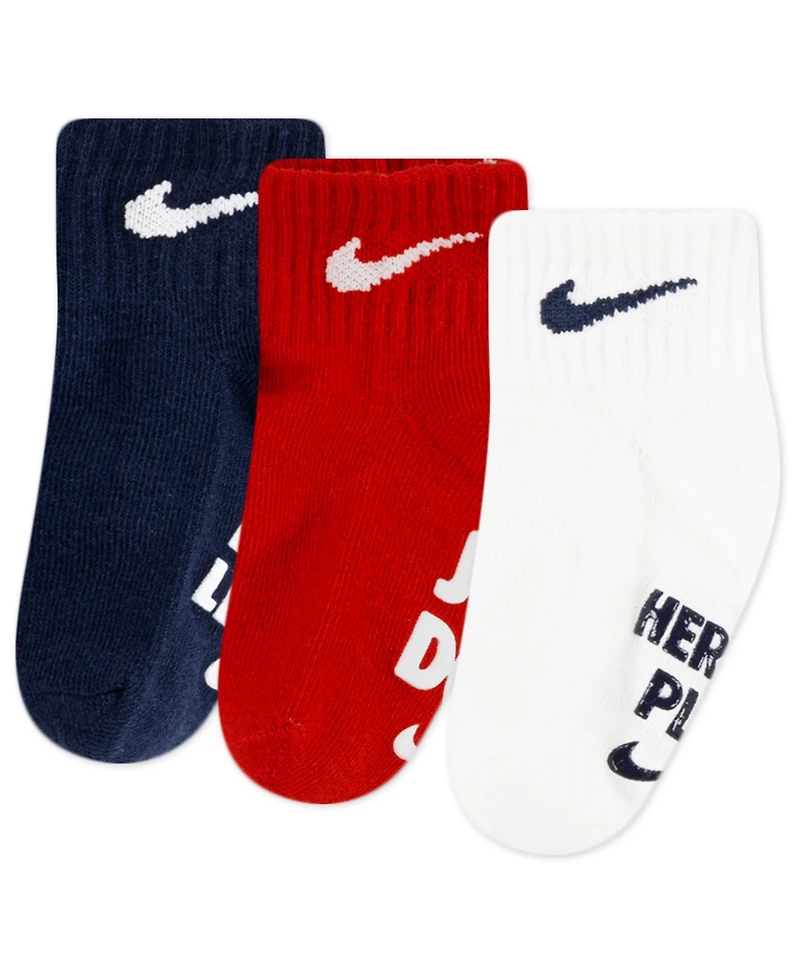 Nike Baby Kids 3-Pack Verbiage Gripper Socks