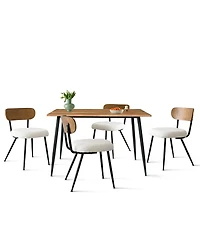Maison Boucle Modern 5-Piece Dining Set, 47 Inch Wood Grain Table with Fabric Upholstered Chairs for Dining Room-Maison Boucle