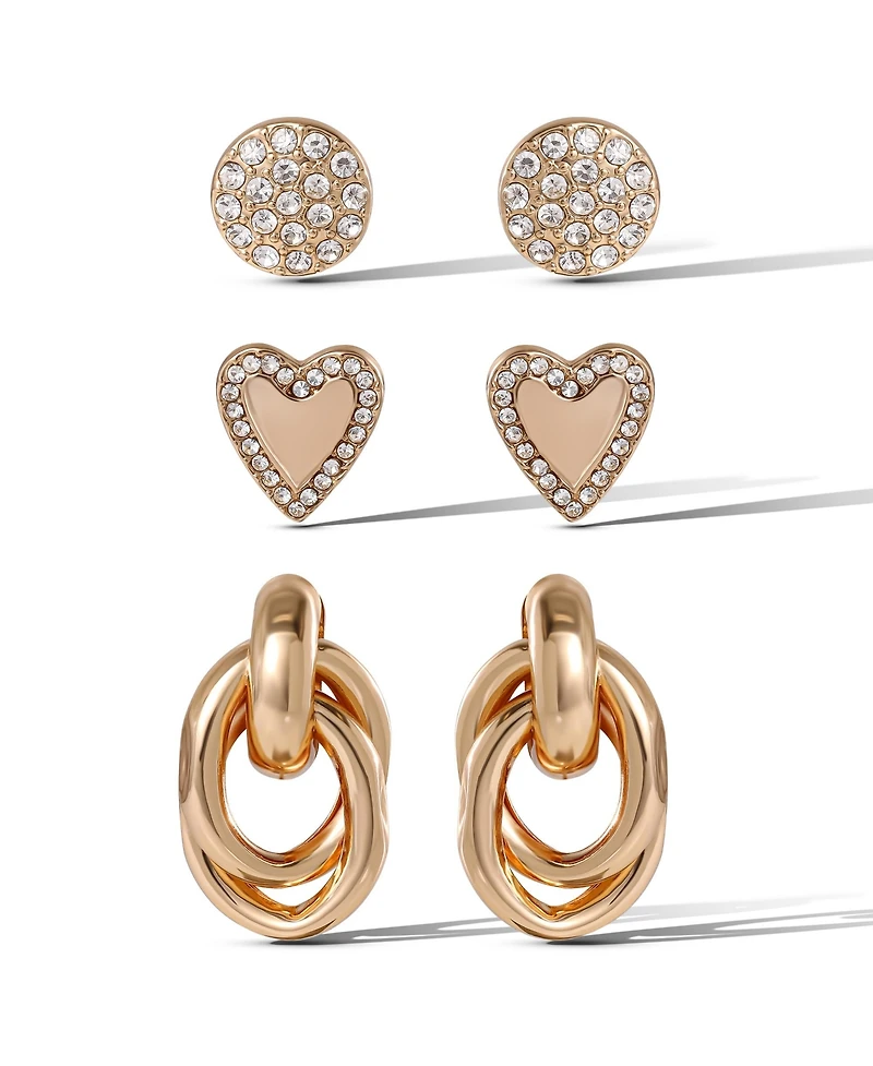 Jessica Simpson Heart Circle Stud Earring Set