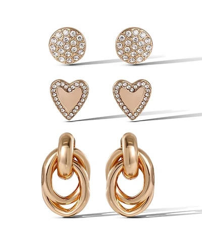 Jessica Simpson Heart Circle Stud Earring Set