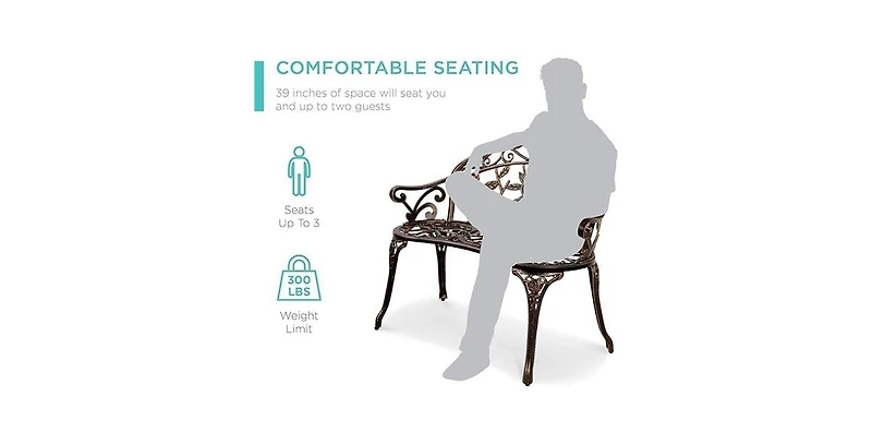 Slickblue Metal Finish Garden Bench with Backrest for Comfortable Outdoor Seating