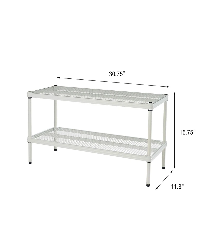 Design Ideas MeshWorks 2 Tier Full-Size Metal Storage Shelving Unit Rack, White