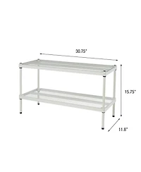 Design Ideas MeshWorks 2 Tier Full-Size Metal Storage Shelving Unit Rack, White