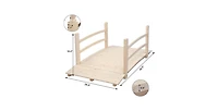 Slickblue Wooden Garden Bridge with Rails, Outdoor Decor in Classic Wood Finish