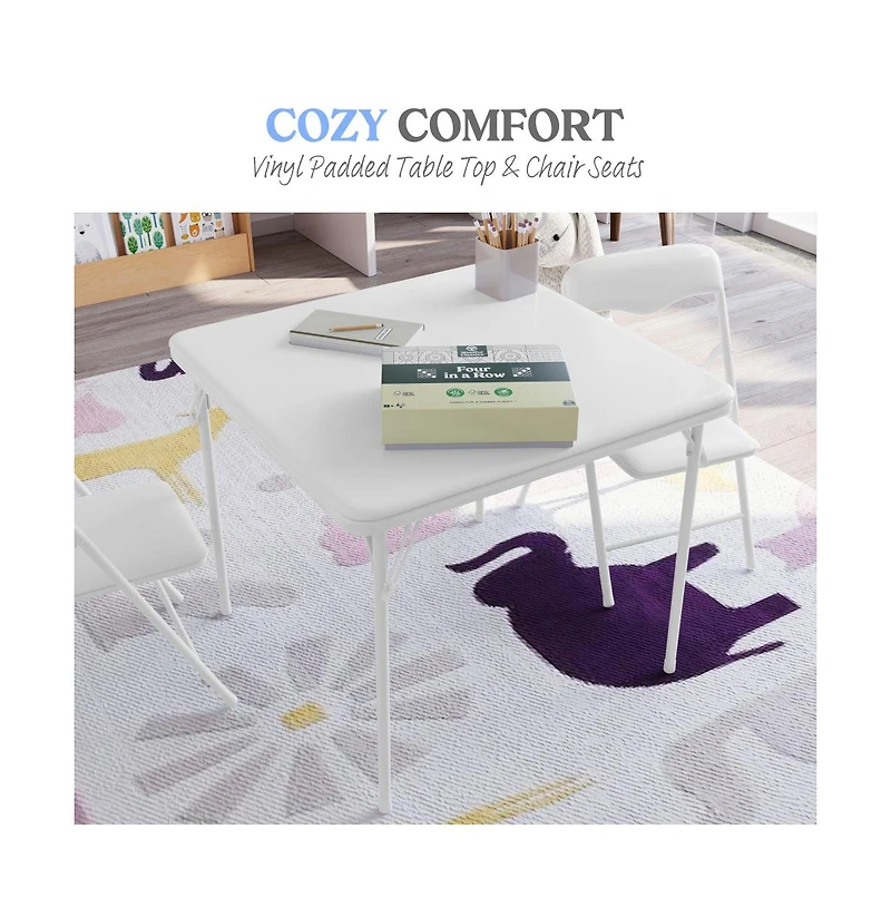 Emma+Oliver Kids 3 Piece Folding Table And Chair Set - Kids Activity Table Set