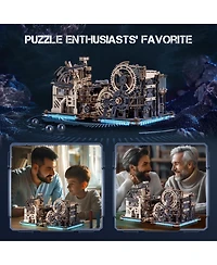 Robotime 3D Puzzle, Spaceport and Night City Model Kit with Exquisite Accessories for Kids Adults, White, 11.97"8.98"5.9"
