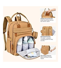 BabbleRoo Toddler Diaper Bag Backpack Stylish 26L Hands Free with Changing Pad, Stroller Straps & Water-Resistant, Safari, Large
