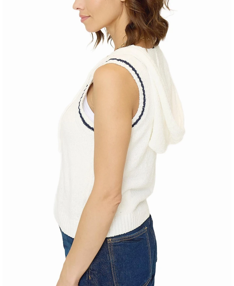 Central Park West Women's Daphne Hooded Zip Up Shell Tank Top
