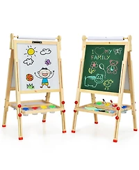 Akiudex kids art easel with paper roll double-sided regulable drawing easel plank