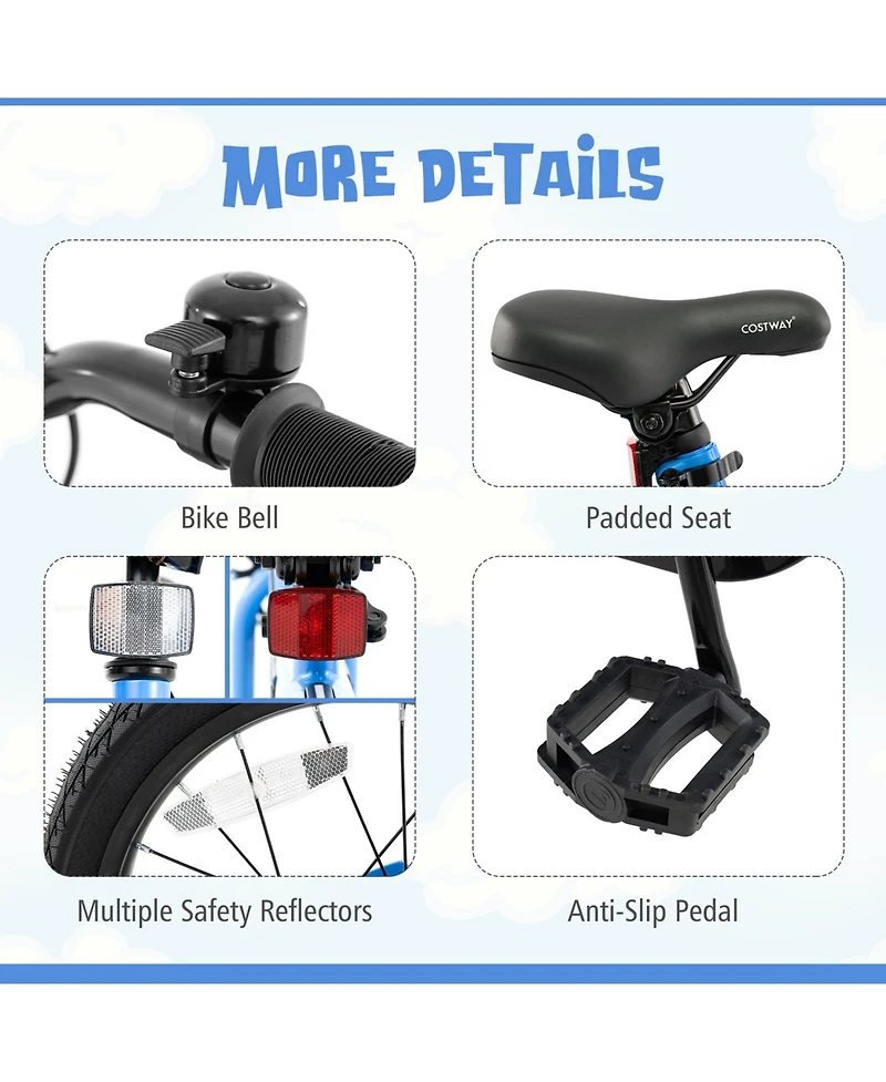 Akiudex Kids Bike with Led Lights, Dual Brakes, and Training Wheels