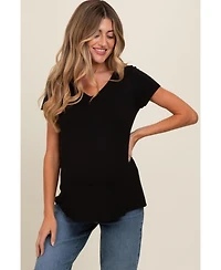 Pinkblush Maternity Black Basic V-Neck Short Sleeve Top