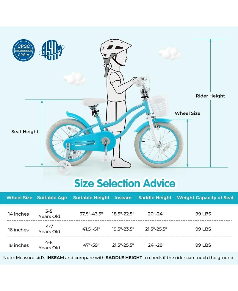 Akiudex Kids Bike with Basket and Dual Brake System for Ages 3 to 8