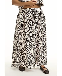 June + Vie Women's Plus Pull-On Flowy Maxi Skirt