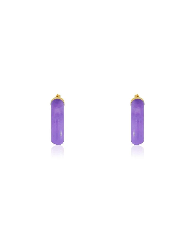 The Lovery Lavender Jade Hoop Earrings 14K Gold