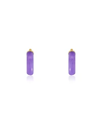 The Lovery Lavender Jade Hoop Earrings 14K Gold