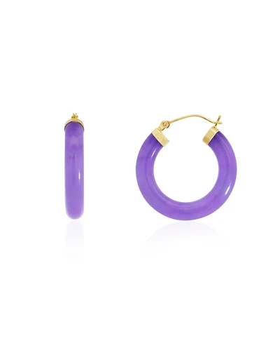 The Lovery Lavender Jade Hoop Earrings 14K Gold