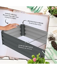 Outsunny 8x2x1ft Galvanized Raised Garden Bed Large Elevated Planter Box
