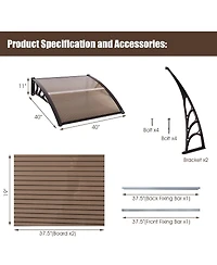 Costway 40''x 40'' Window Awning Door Canopy Outdoor Front Door