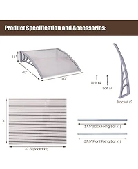 Costway 40''x 40'' Window Awning Door Canopy Outdoor Front Door