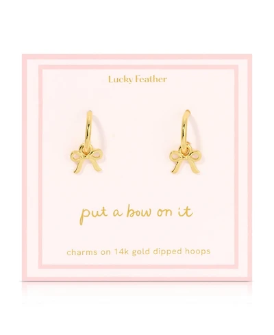 Lucky Feather Beautiful Bows - Bow Charm Hoops - Gold