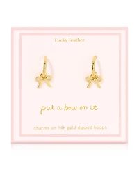 Lucky Feather Beautiful Bows - Bow Charm Hoops - Gold