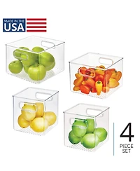 iDesign Plastic Fridge Bins with Handles, 4 Pack, Clear, Made in Usa
