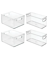 iDesign Plastic Stackable Pantry Bins with Handles, 4 Pack, Clear